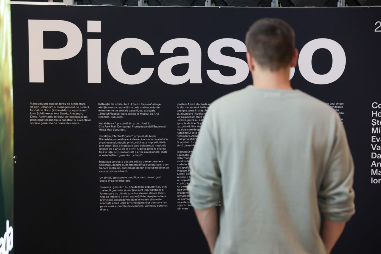 Instalația de arhitectură omagială pentru susținerea și promovarea expoziției Efectul Picasso, de la Muzeul de Artă Recentă, a ajuns la Promenada Mall