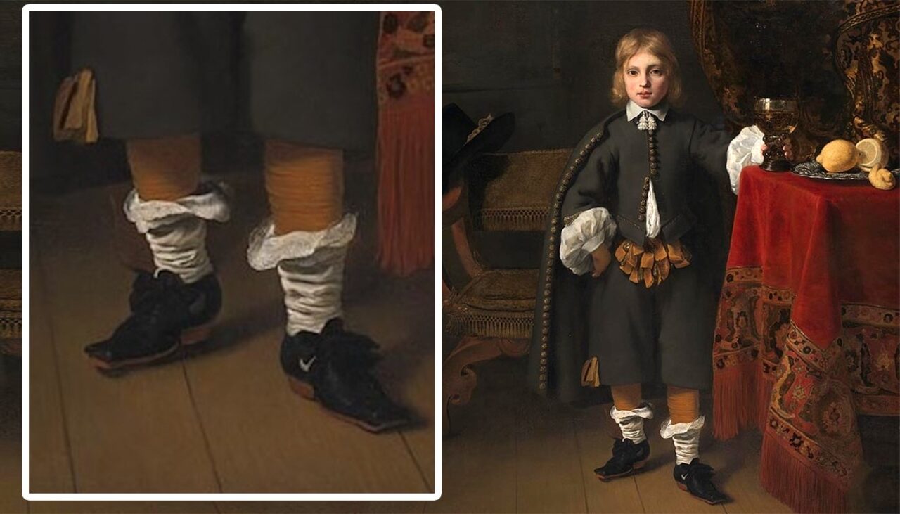 Cu ce e încălțat băiatul din imagine, de fapt. DETALIUL bulversant din acest tablou din anul 1652