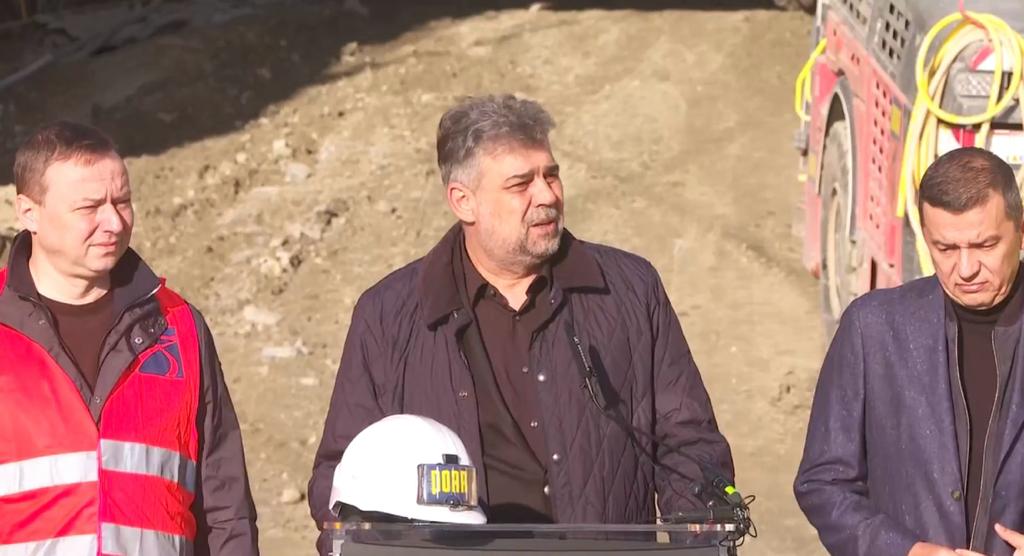 LIVE VIDEO | Marcel Ciolacu și Sorin Grindeanu, în inspecție pe șantierul autostrăzii Sibiu-Pitești, secțiunea 4 – Tigveni-Curtea de Argeș