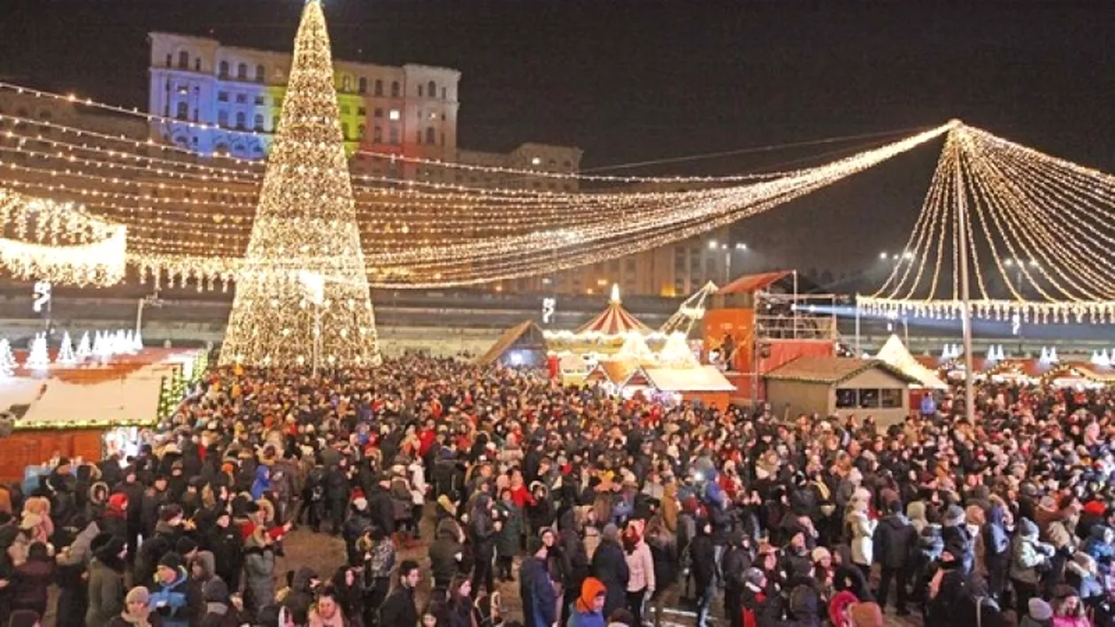 LUMINILE de la Târgul de Crăciun din București, aprinse de elevi olimpici