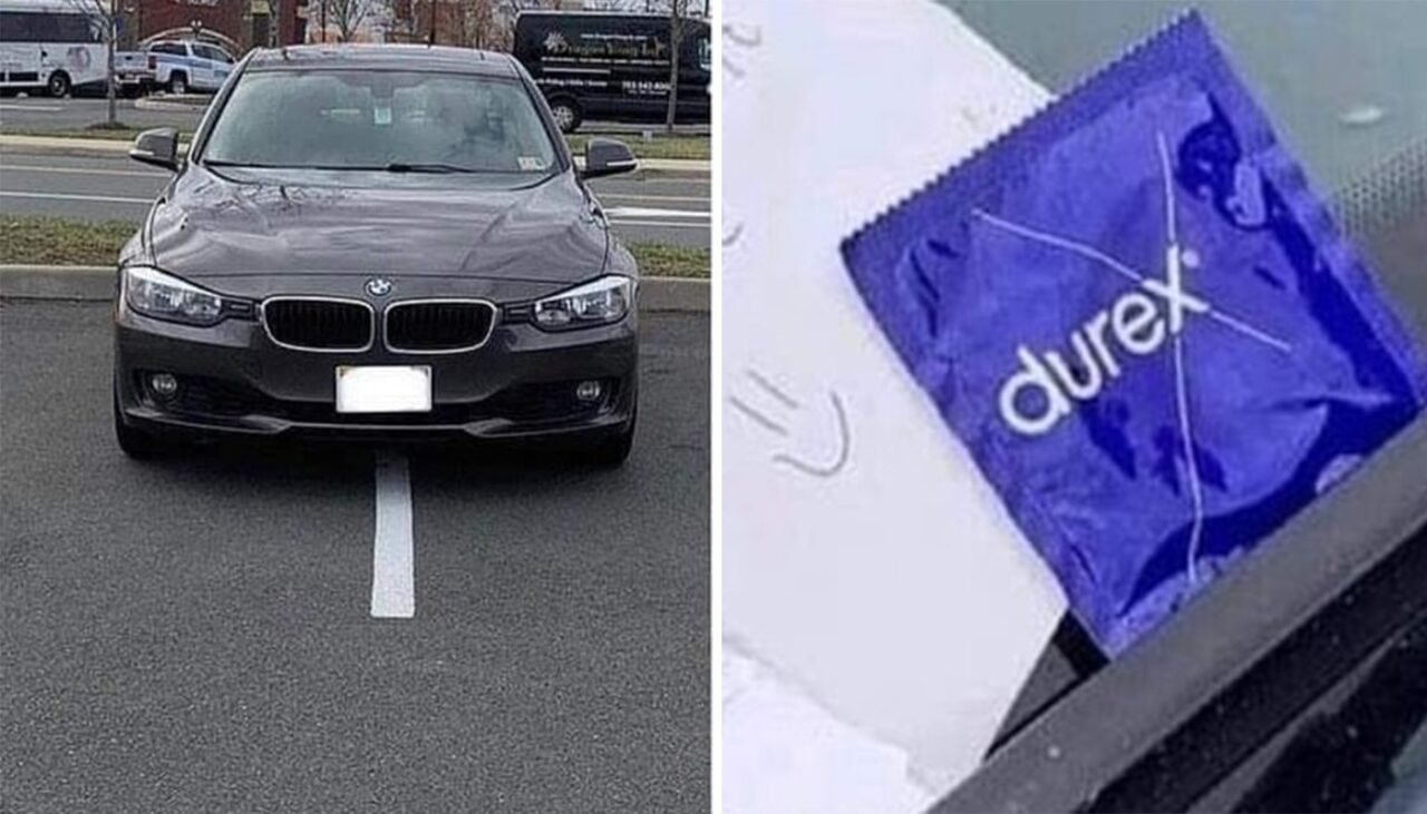 Ce bilețel a primit acest „bombardier”, după ce și-a parcat BMW-ul pe două locuri: „Te rog, nu te mai…”