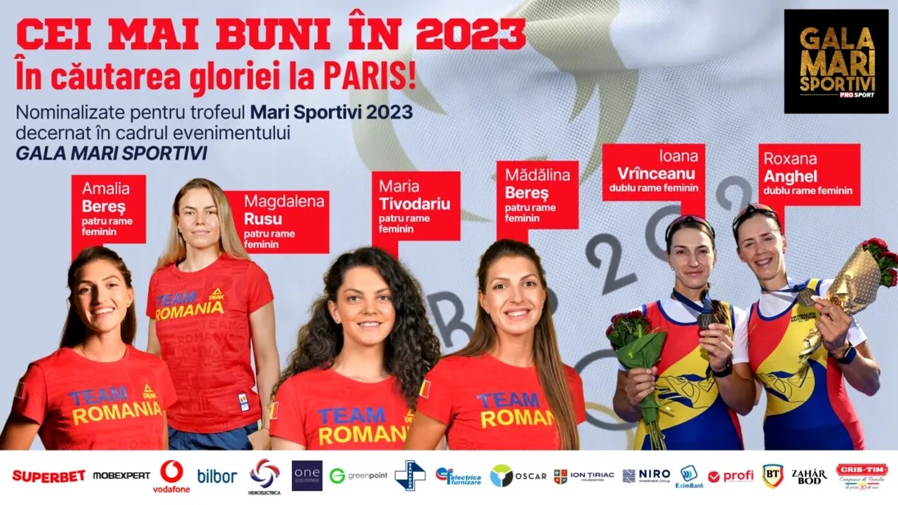 Gala Mari Sportivi ProSport 2023. Canotoarele de la patru rame și dublu rame feminin au un singur obiectiv: medalia de aur la JO de la Paris