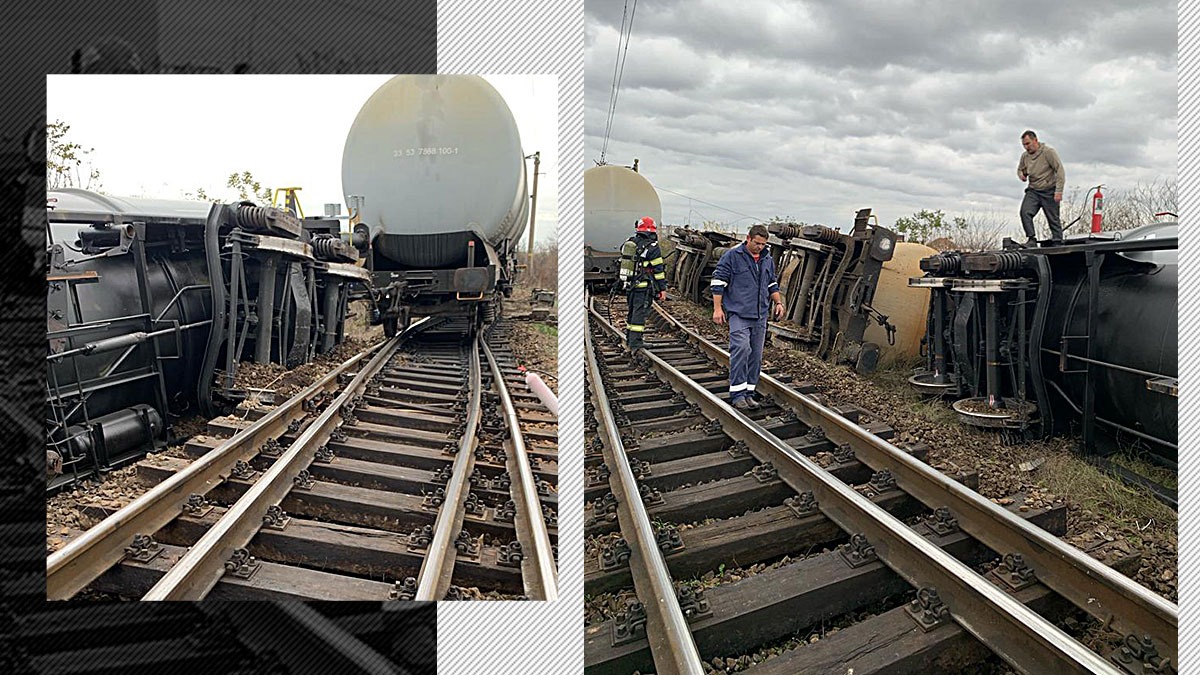 Un marfar privat cu 26 de cisterne de motorină a deraiat lângă Arad. Circulația tuturor trenurilor pe ruta Arad-București a fost blocată