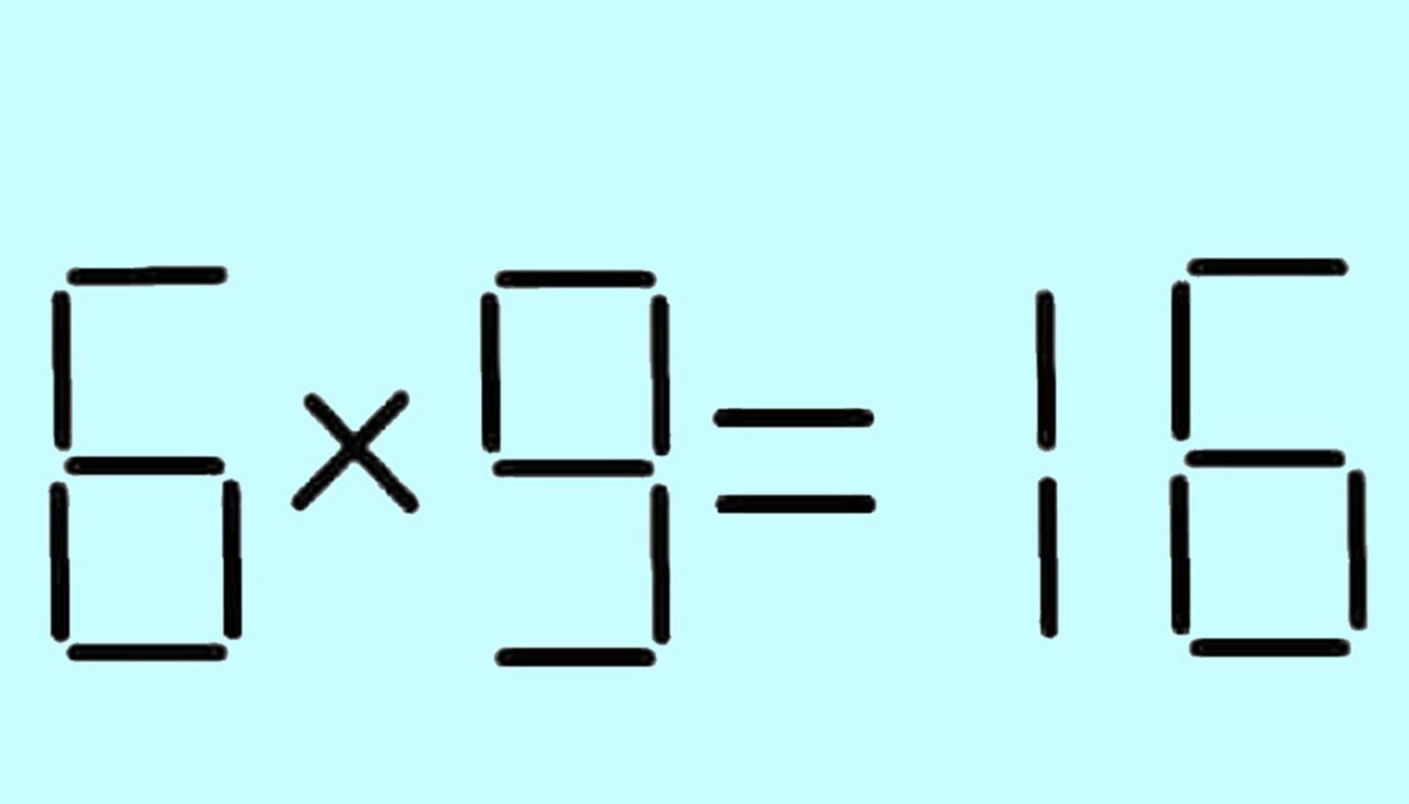 TEST IQ cu chibrituri | Mutați un singur băț pentru a corecta 6 x 9 = 16