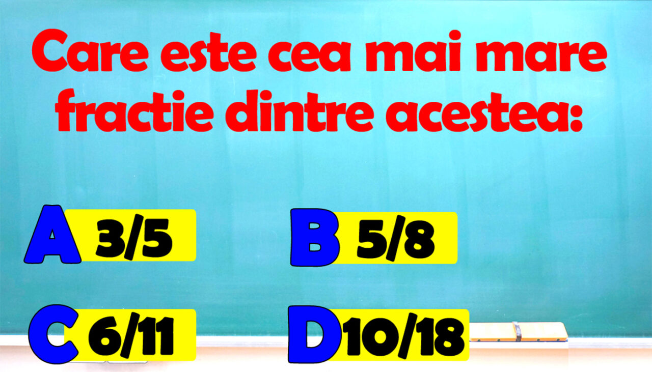 Test de inteligență | Care număr este mai mare: 3/5, 5/8, 6/11 sau 10/18?