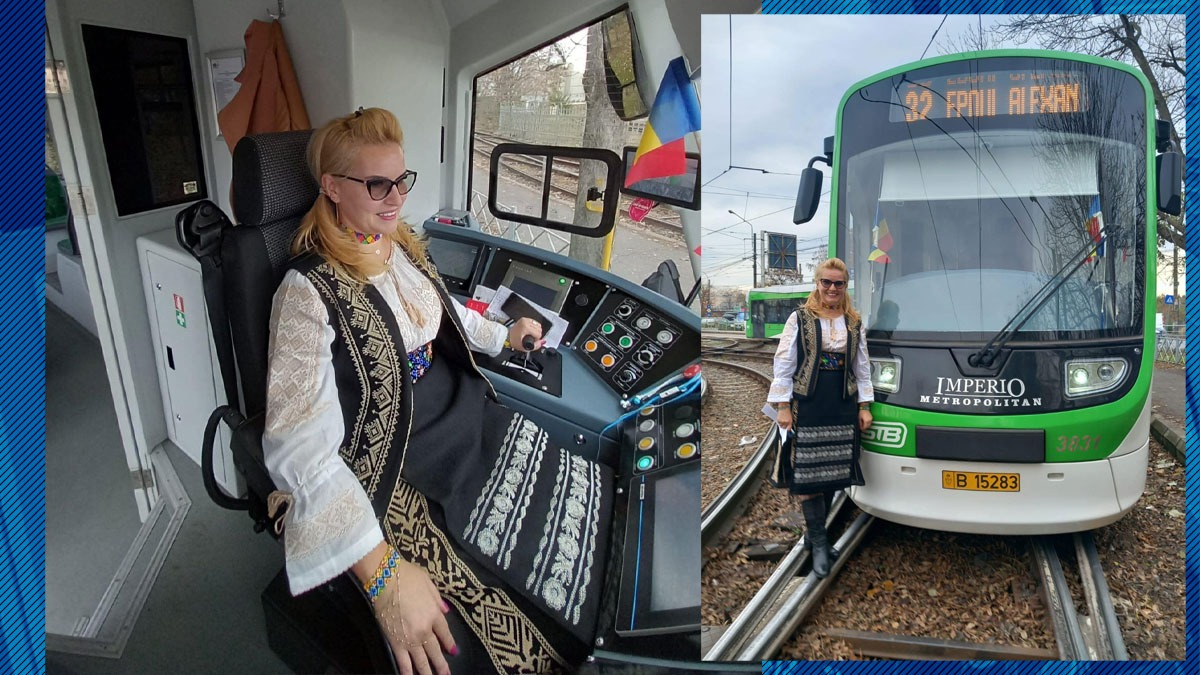 Cum s-a îmbrăcat o vatmaniță din București de Ziua Națională. Elena, de pe linia 32, i-a surprins pe călătorii STB