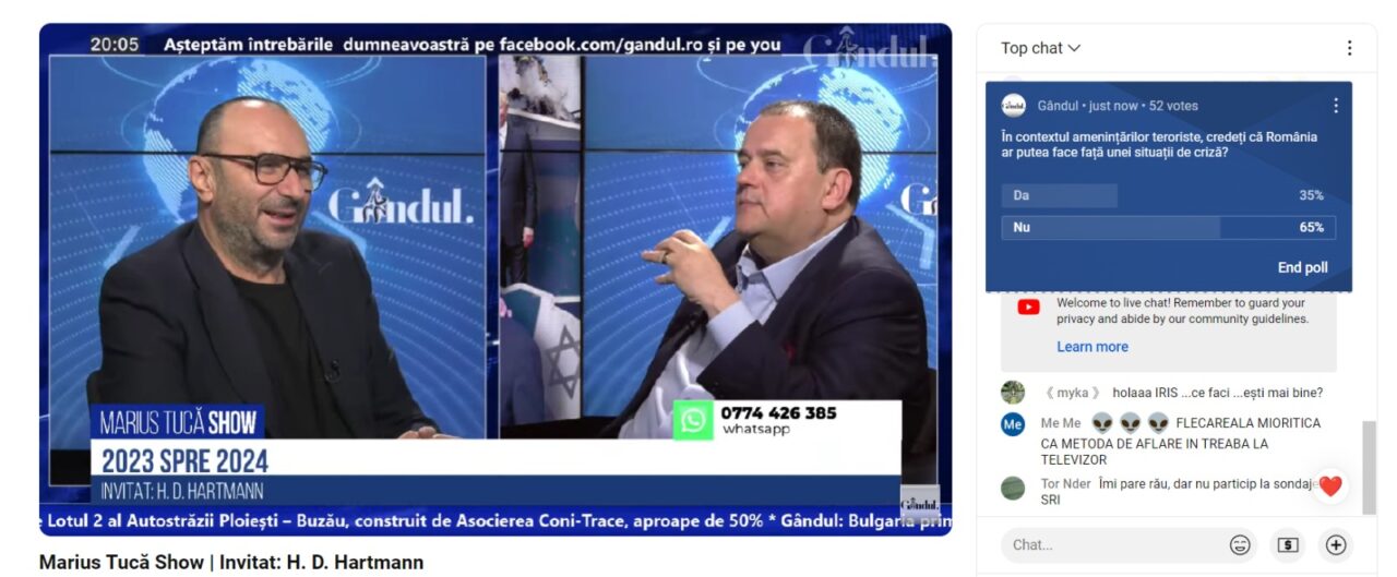POLL Marius Tucă Show: „În contextul amenințărilor teroriste, credeți că România ar putea face față unei situații de criză?”