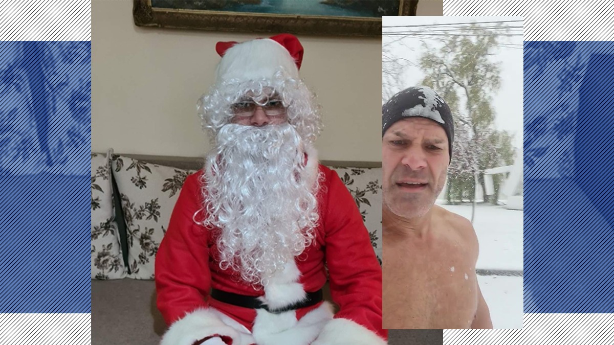 VIDEO EXCLUSIV | Moș Crăciun se antrenează la -12 grade Celsius pe faleza din Brăila. Cum îl ajută dieta cu 140 de ouă crude de prepeliță