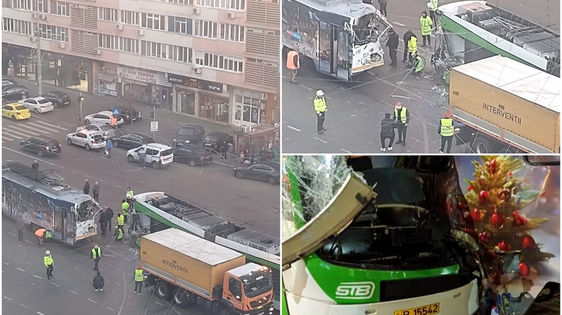 VIDEO | Momentul în care două tramvaie s-au ciocnit frontal în Capitală. Care e cauza probabilă oficială