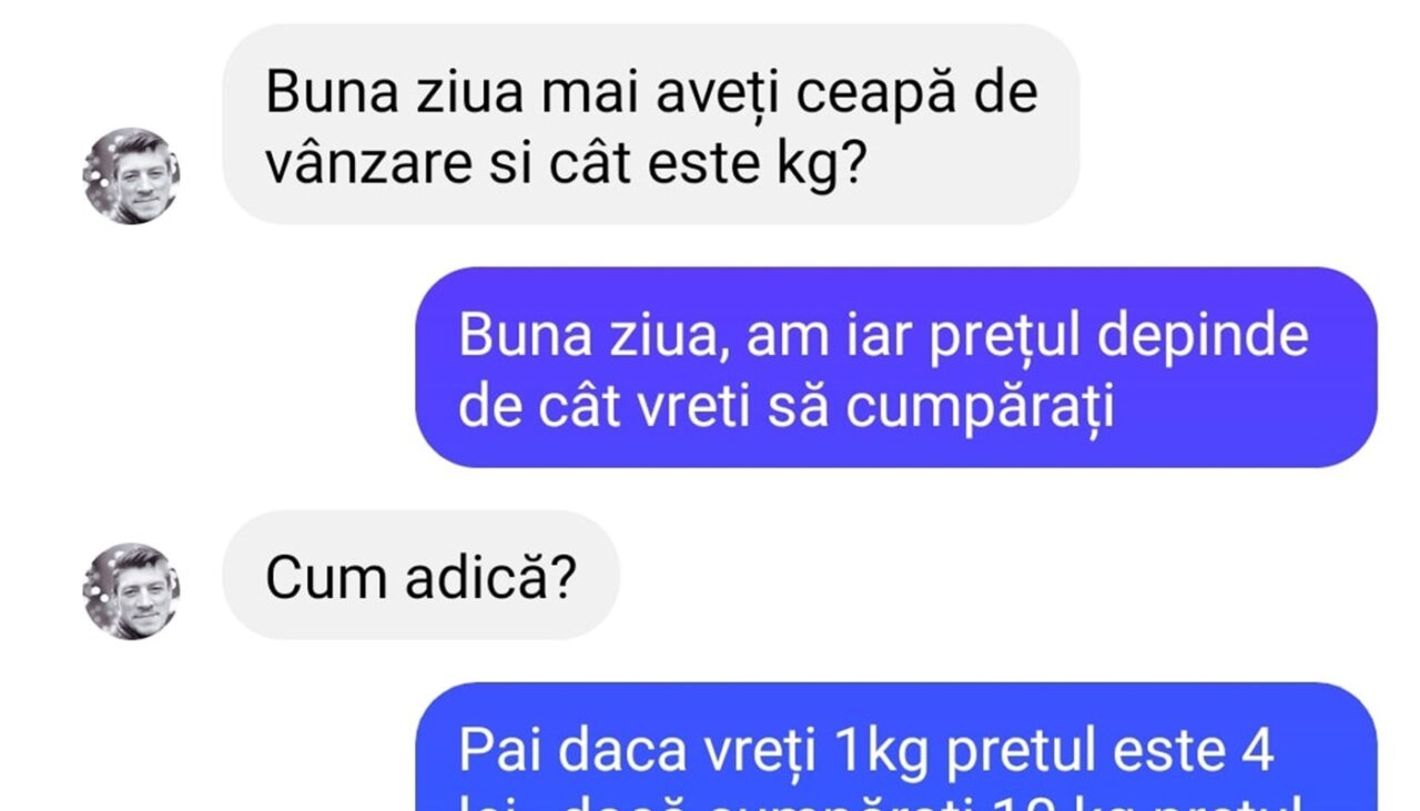 BANCUL ZILEI | „Cât este kilogramul de ceapă?”