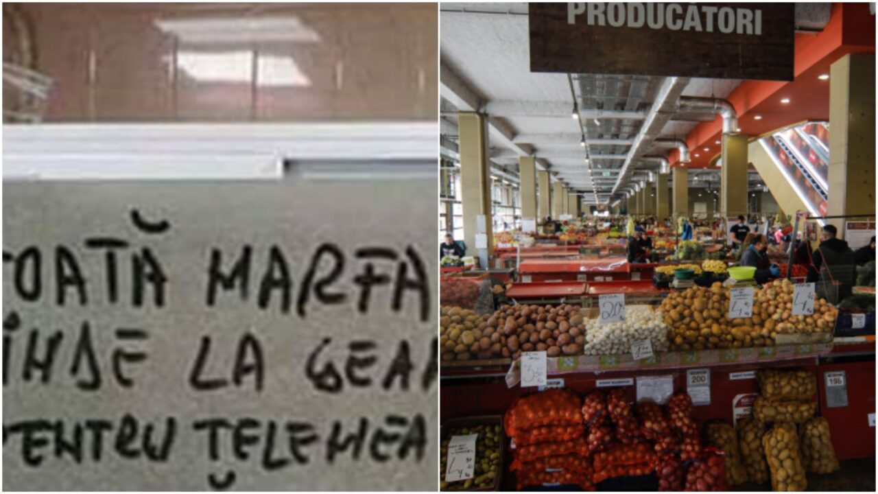 Afișul care a stârnit hohote de râs într-o piață din București: „Pentru telemea vă servește..”