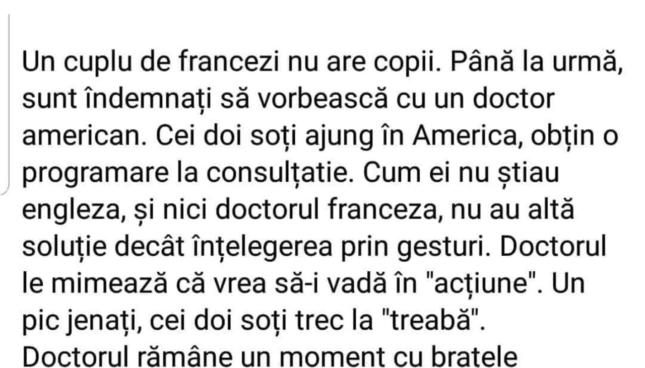 Bancul de vineri | Un cuplu de francezi nu are copii