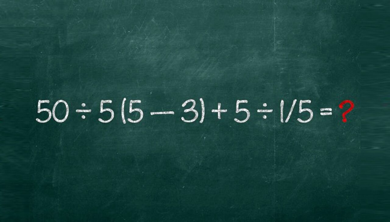 Test de inteligență | Calculați 50:5(5-3)+5:1/5, fără pix sau calculator!