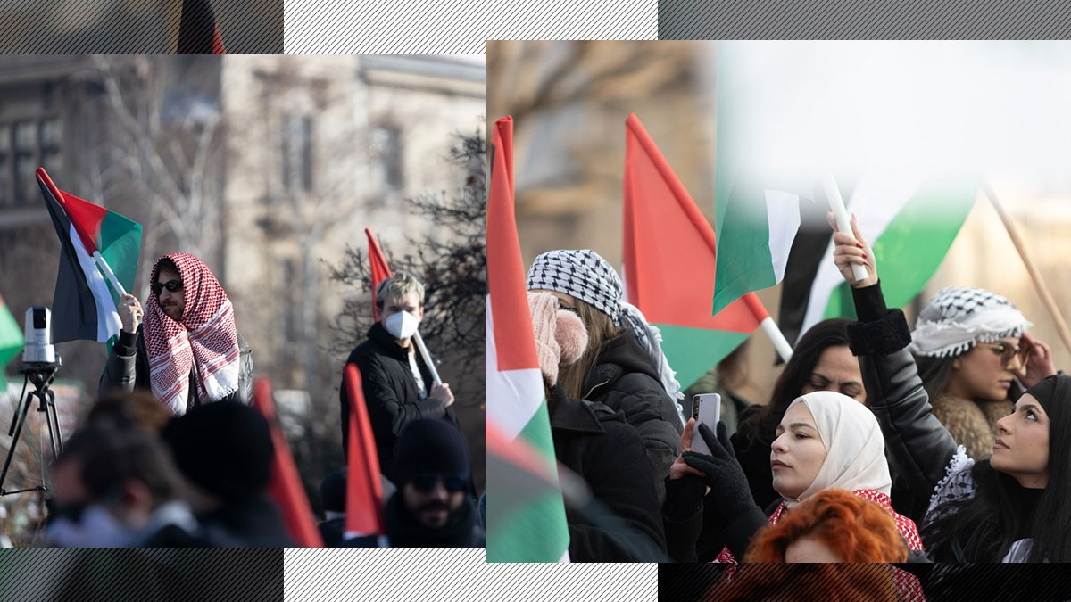 Câteva sute de partizani ai cauzei palestiniene au defilat prin București. Participanții au fost „percheziționați” de jandarmi și filmați de SRI