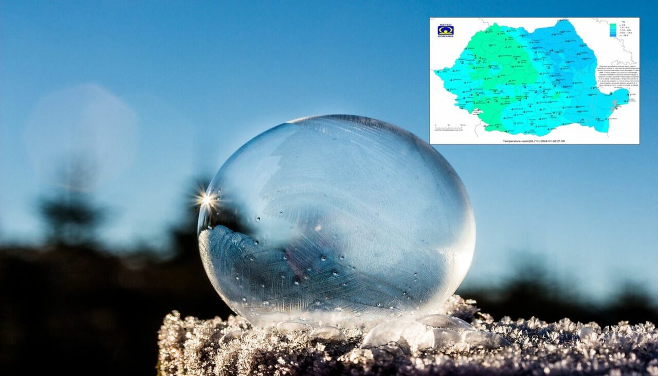 ANM prezintă HARTA temperaturilor resimțite în România. Unde se ajunge la pragul siberian de -30 de grade Celsius