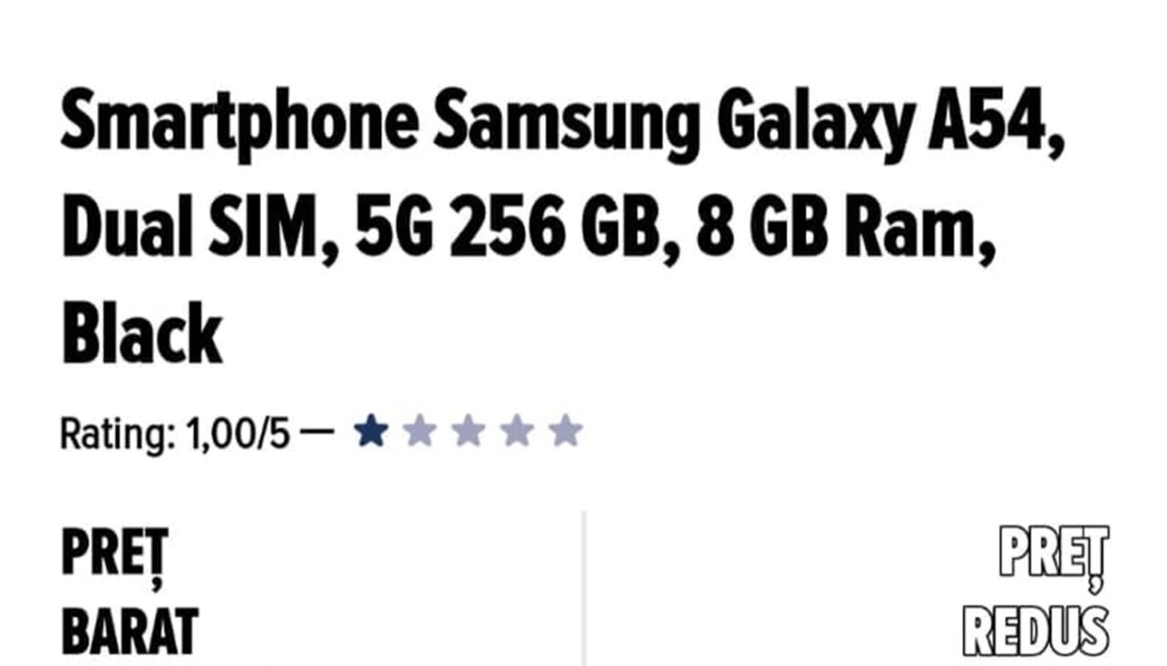 Reducere IREALĂ în Carrefour România. Cu cât poți cumpăra un smartphone Samsung Galaxy A54, având prețul inițial de 1.849,99 lei