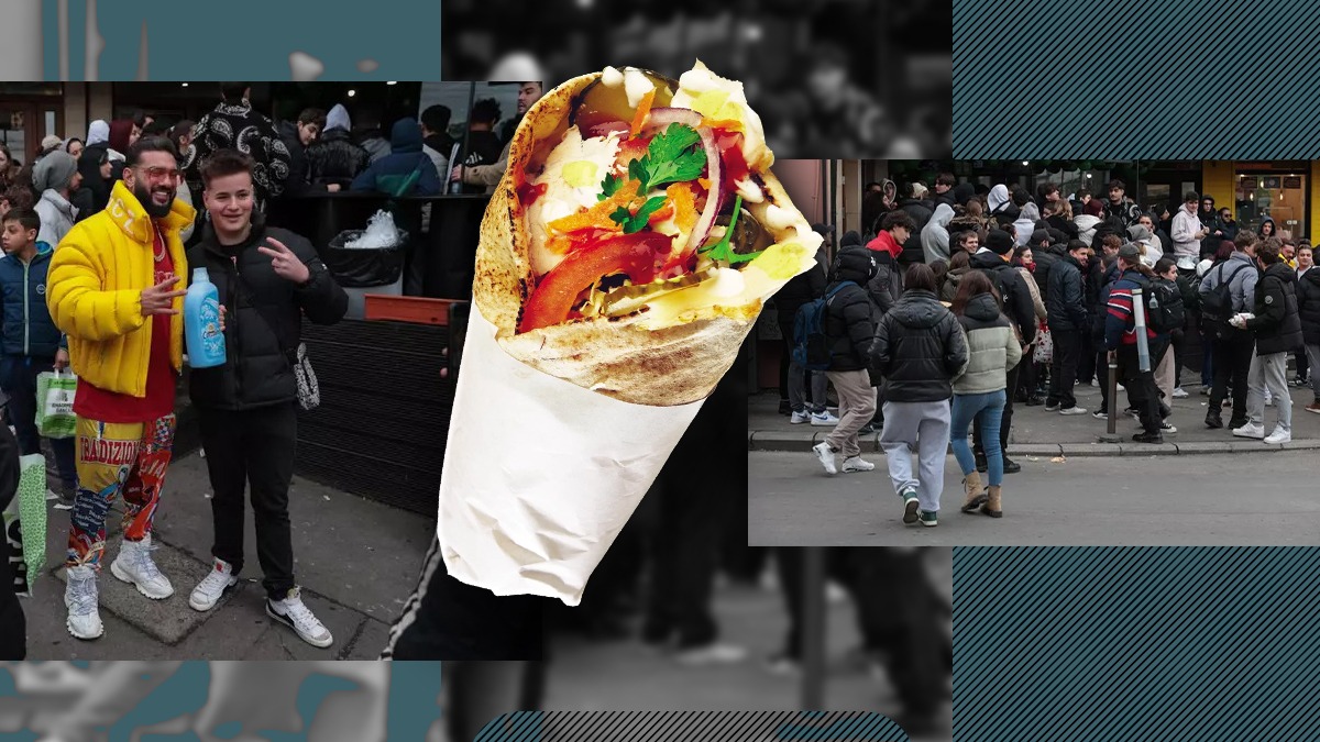 FOTO: Coadă de zeci de persoane la un fast food din București, după ce Dorian Popa a anunțat șaorma gratis: „Să fie la toată lumea”