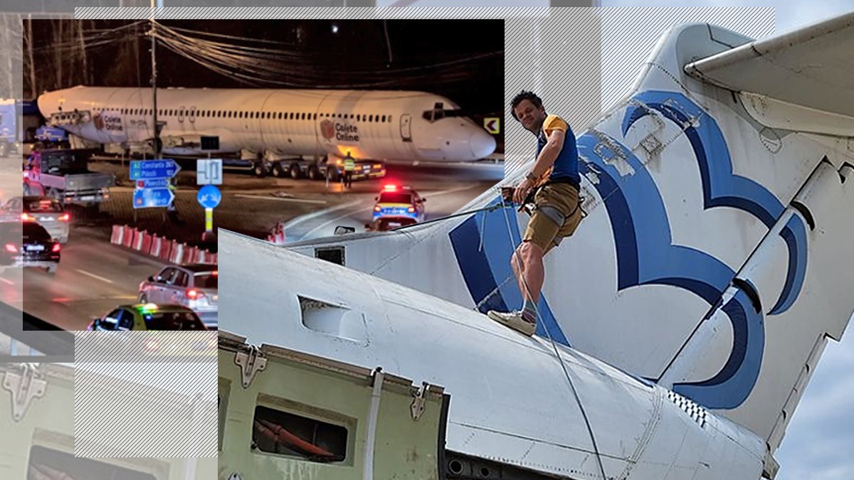 Un avion McDonnell Douglas „A ZBURAT” pe bulevardele din București. Proprietarul l-a cumpărat de la ANAF și-l va transforma în casă