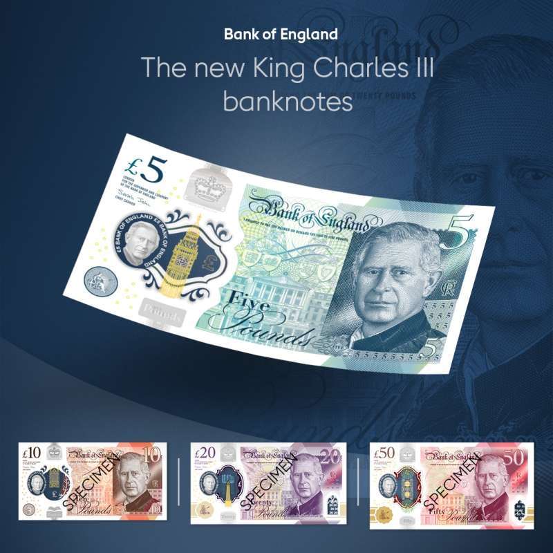 Regele Charles III, în premieră pe lira sterlină. Bancnotele cu efigia noului monarh intră pe piață în iunie