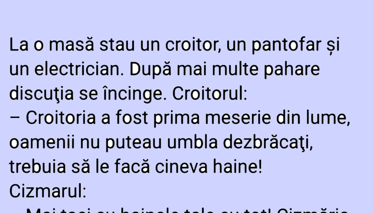 Bancul de vineri | Croitorul, pantofarul și electricianul