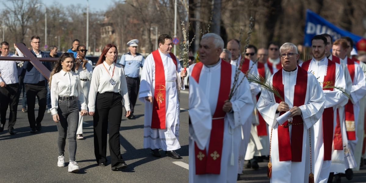 Ce s-a întâmplat la procesiunea de Floriile romano-catolice, din Capitală. Imagini impresionante de la eveniment