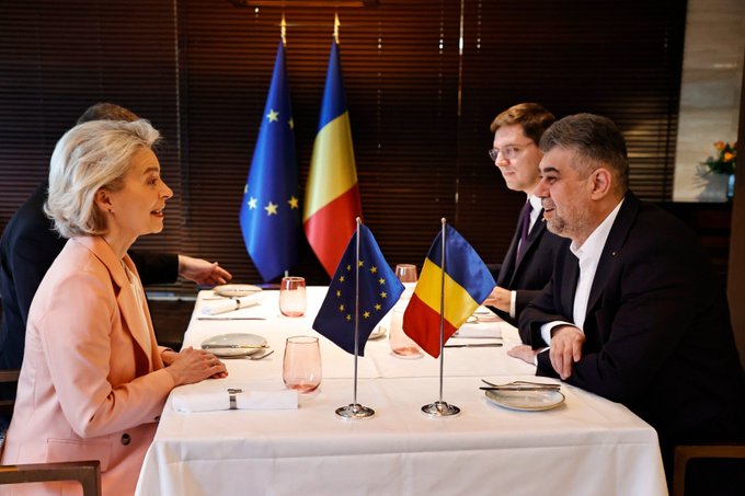 Marcel Ciolacu, discuţii cu Ursula von der Leyen despre aderarea completă la spaţiul Schengen şi implementarea PNRR