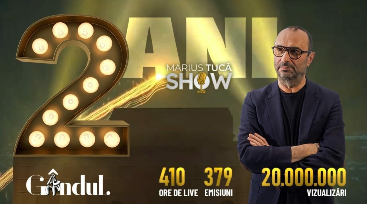 Marius Tucă Show aniversează 2 ani de EXCELENȚĂ la Gândul.ro. Sute de emisiuni fabuloase, invitați de marcă, zeci de milioane de vizualizări!