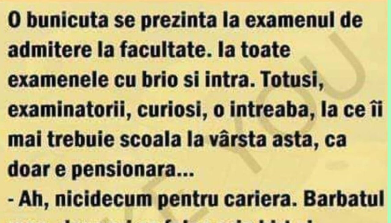 Bancul de luni | Pensionara și admiterea la facultate