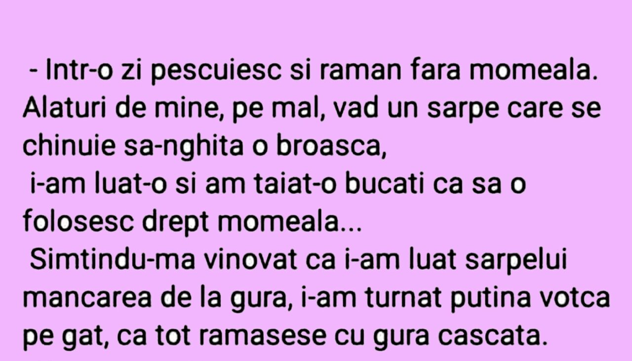 Bancul de duminică | Pescarul, șarpele și broasca