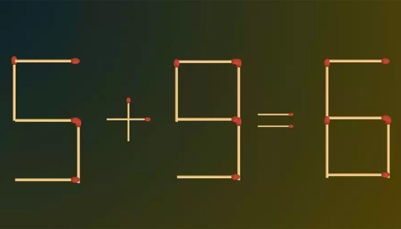 Test IQ | Mutați un singur chibrit, pentru a corecta 5+9=6