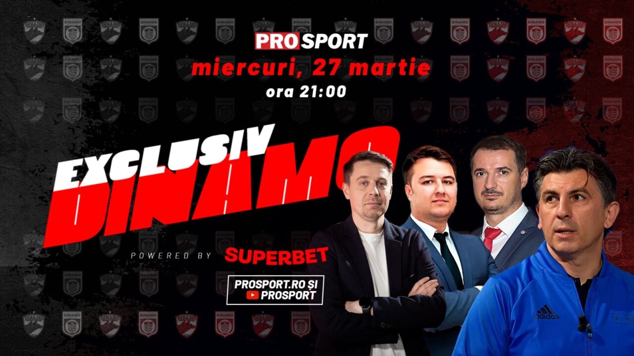 EXCLUSIV DINAMO, miercuri, de la ora 21. Ediție specială dedicată „Arenei Multifuncționale Dinamo”. Invitați:Ionuț Popa, Ionuț Lupescu, Adrian Popescu