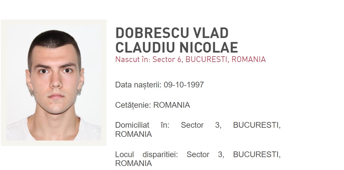 Un tânăr de 26 de ani din Capitală, dat DISPĂRUT. Polițiștii au dat semnalmentele bărbatului și fac apel la cetățeni să sune la 112 dacă au informații
