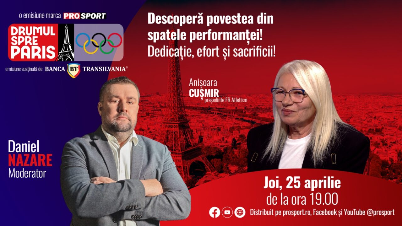 Anișoara Cușmir, CAMPIOANĂ olimpică la săritura în lungime acum patru decenii, este invitata emisiunii „Drumul spre Paris” de joi, 25 aprilie