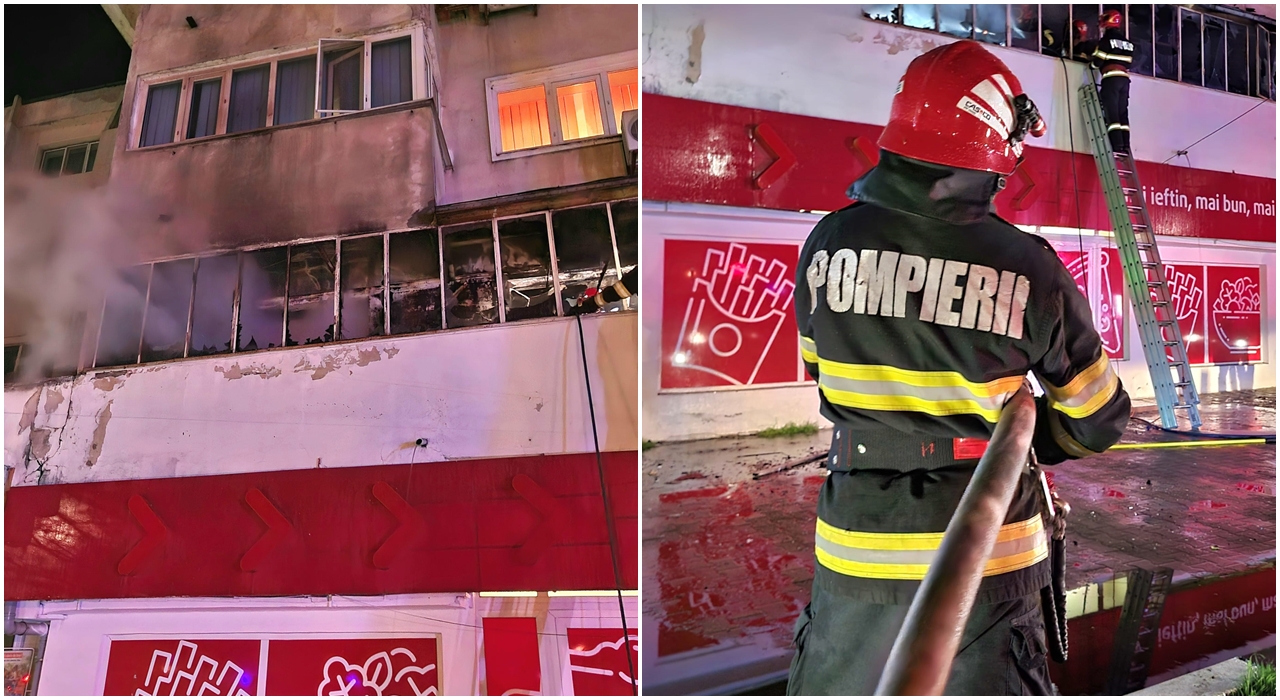 Incendiu puternic într-un bloc din Giurgiu. PANICĂ între locatari