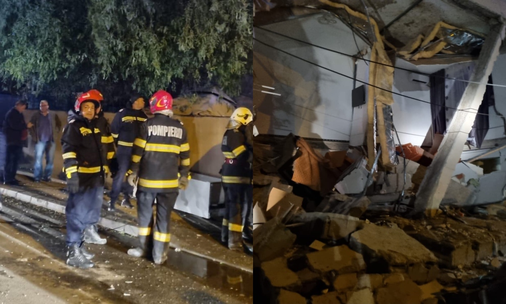 EXPLOZIE puternică la un bloc din municipiul Craiova. O parte a imobilului s-a prăbușit. Autoritățile au intervenit în forță