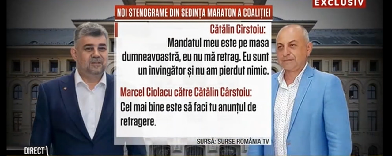 Stenogramele EXPLOZIVE din ședința de 13 ore a Coaliției. Mihai Tudose către Cîrstoiu: „Tu te crezi Don Quijote și lupți cu morile de vânt”