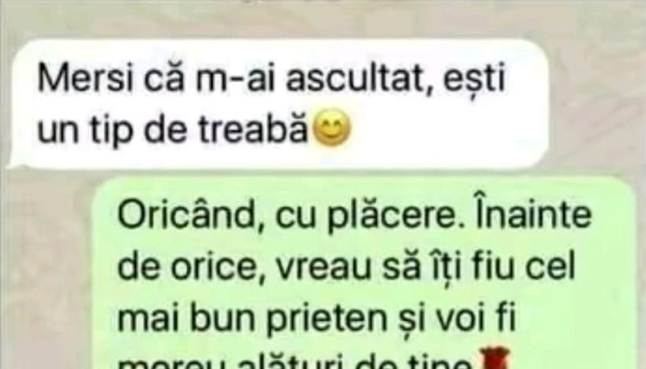 Bancul de miercuri | „Mersi că m-ai ascultat, ești un tip de treabă”