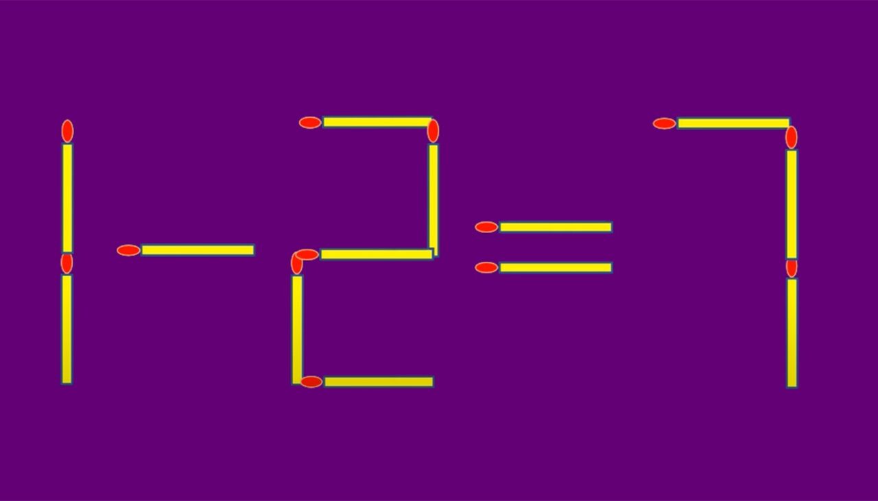 Test IQ doar pentru genii | Mută un singur băț, pentru a corecta 1-2=7