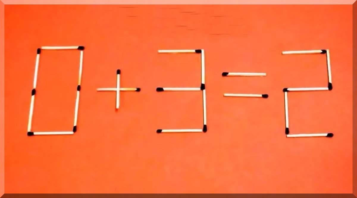 TEST IQ | Mută un singur băț de chibrit pentru a corecta 0+3=2