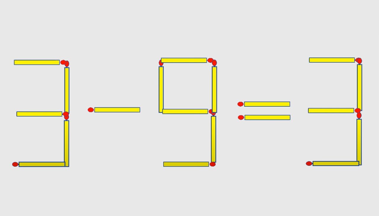 Test de inteligență cu chibrituri | Mutați un chibrit pentru a corecta 3-9=3