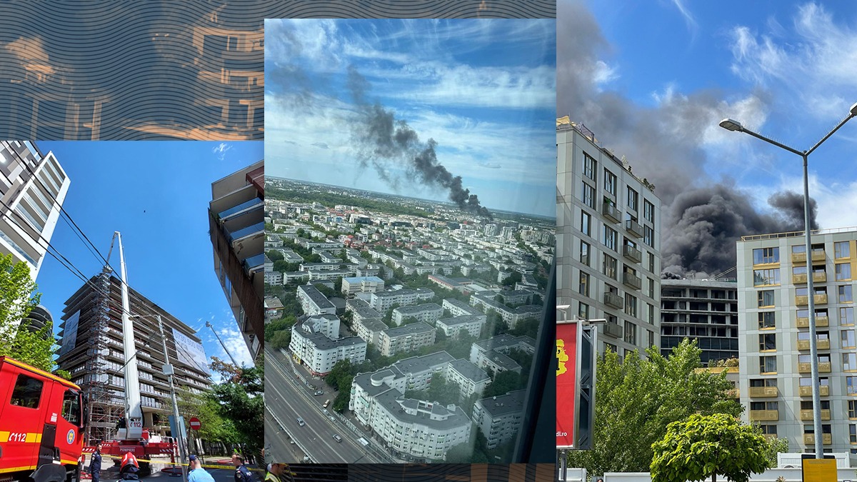 Alertă în București: A luat foc izolația unei clădiri în construcție / Mesaje RO-Alert, trimise / 103 muncitori s-au autoevacuat / Au ars materiale