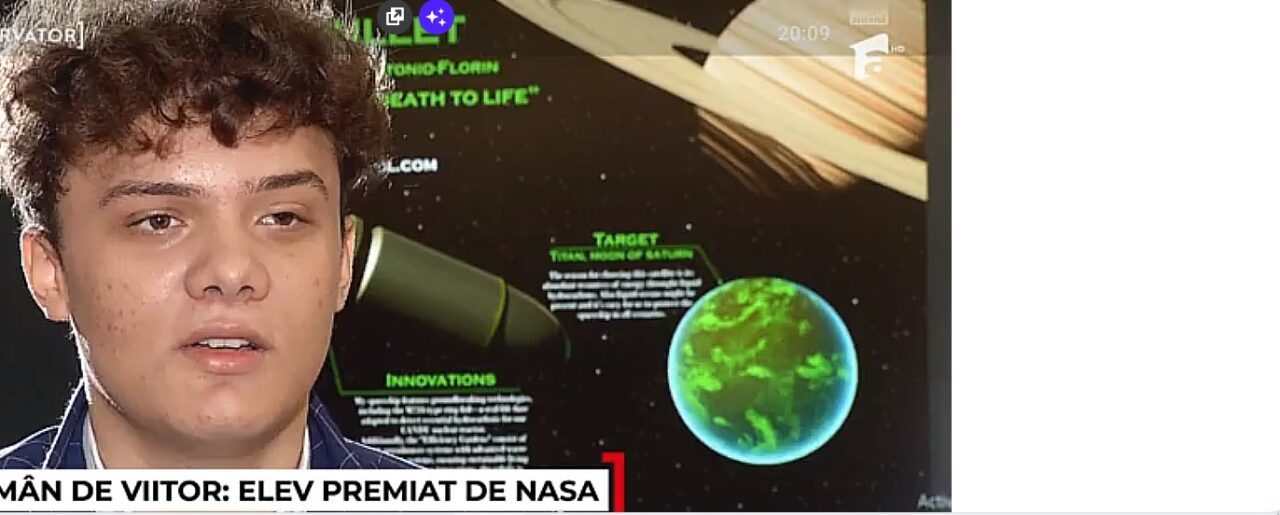 Elev român de 17 ani, premiat de NASA. Antonio a proiectat o staţie spaţială pe care pot trăi 10.000 de persoane