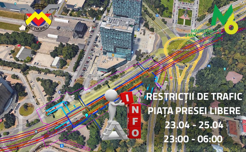 Restricții temporare de TRAFIC în Pasajul Piața Presei, București. Lucrări topografice pentru METROU