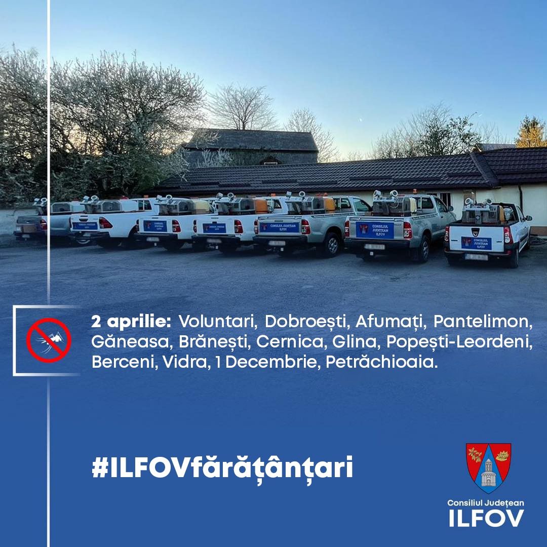 CJ ILFOV continuă acțiunea „Ilfov fără țânțari”