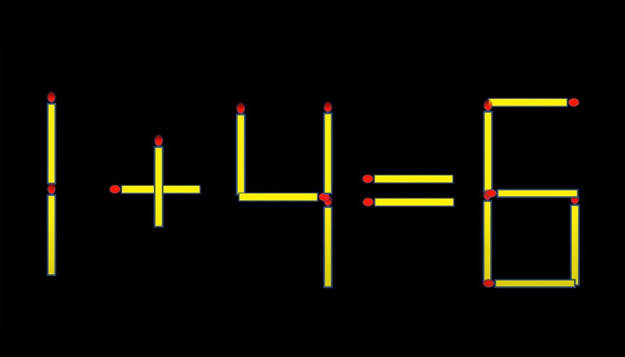 TEST de inteligență pentru genii | Mutați 2 chibrituri, pentru a corecta 1+4=6