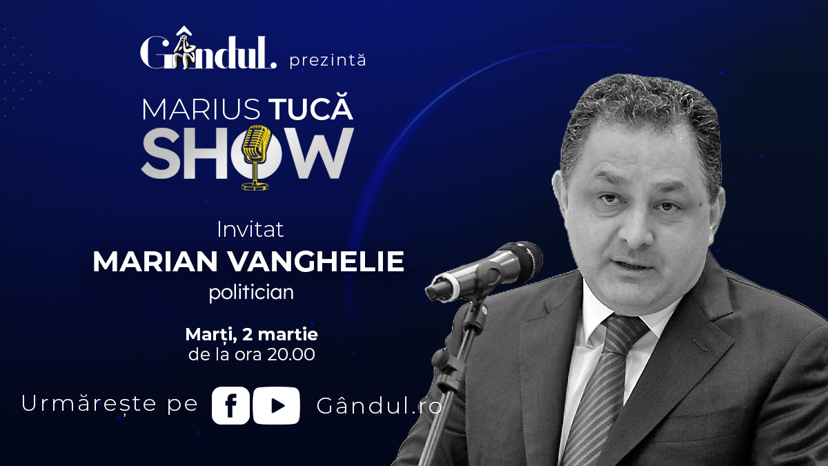 Marius Tucă Show începe marți, 2 aprilie, de la ora 20.00, live pe gândul.ro. Invitat: Marian Vanghelie