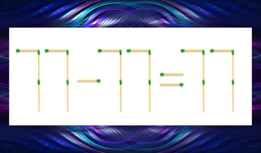 Test de INTELIGENȚĂ viral pe internet. Cum să corectezi ecuația 77-77=77 mutând doar două bețe de chibrit? Peste 70% dintre respondeți greșesc