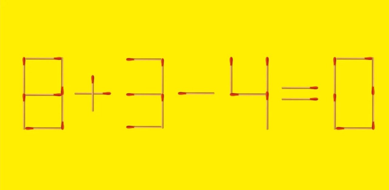 Test de inteligență | Mută un singur băț de chibrit pentru a corecta 8+3-4 =0
