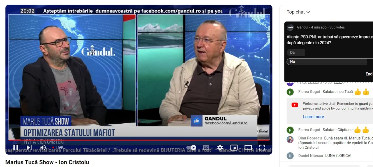 POLL Marius Tucă Show: „Credeți că Alianța PSD-PNL ar trebui să guverneze împreună și după alegerile din 2024”