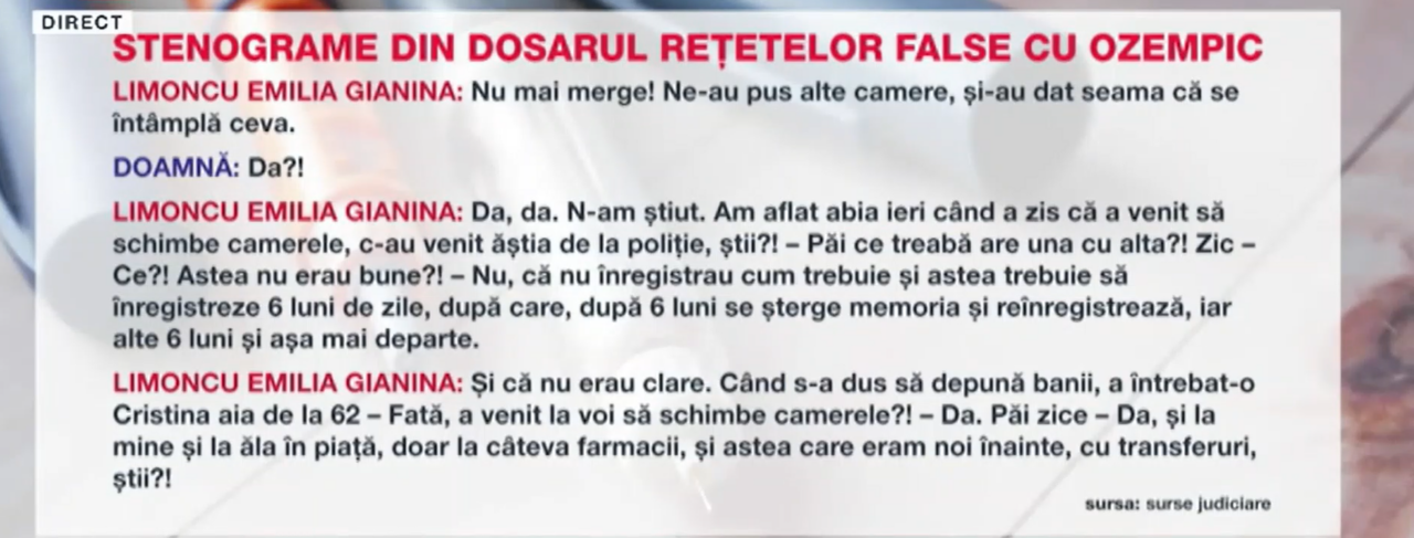 STENOGRAMELE din dosarul Ozempic arată cum traficanții-farmaciști își făceau planul să scape de acuzații: „Ne-au pus alte camere, și-au dat seama”